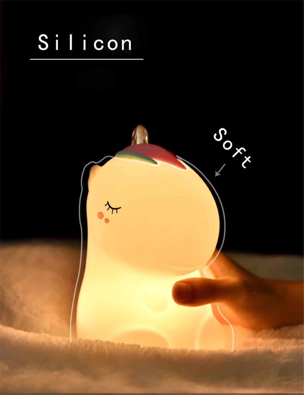 Creative USB Rechargeable Colorful Unicorn Night Light