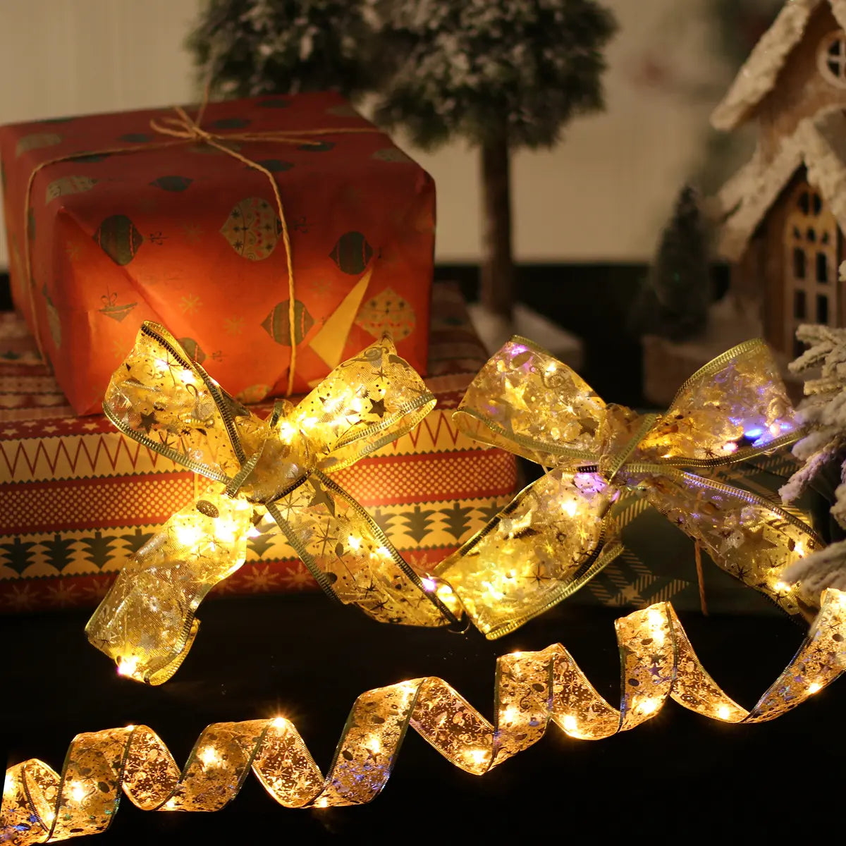 Fairy Tale Satin Ribbon Lamp String for Christmas Tree