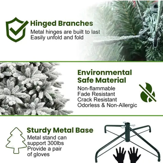 5ft PVC PE Flocking Hinged Tree Environmentally Friendly Fireproof Artificial Christmas Flocked Tree By Limei Tree