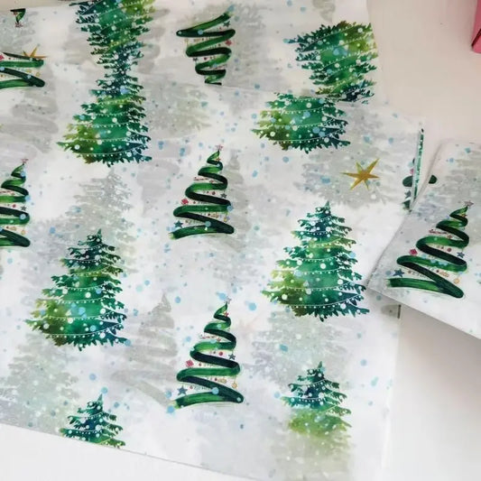 10pcs/set Christmas Tree Patterns Gift Wrapping Paper Suitable For Weddings Christmas Gifts