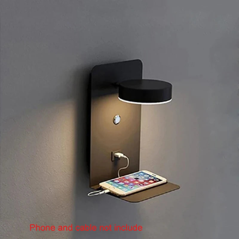 LED Wall Light Interior Mobile Phone Charging USB Wall Lamps With Switch Bedroom Bedside Reading Lights Decoration Living Room
