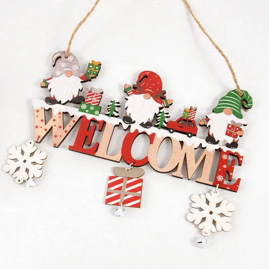 Christmas Wooden Decorations Wall Porch Letter Pendant Snowman Hang Up Creative Decorative Crafts