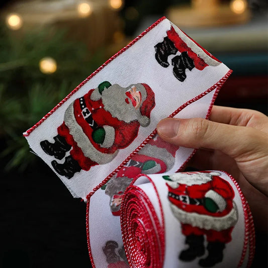 Christmas Ribbon Classic Wrapping Christmas Tree Ribbon Wreath Bows DIY Fabric Swirl Ribbon Burlap Xmas Gift Decoration