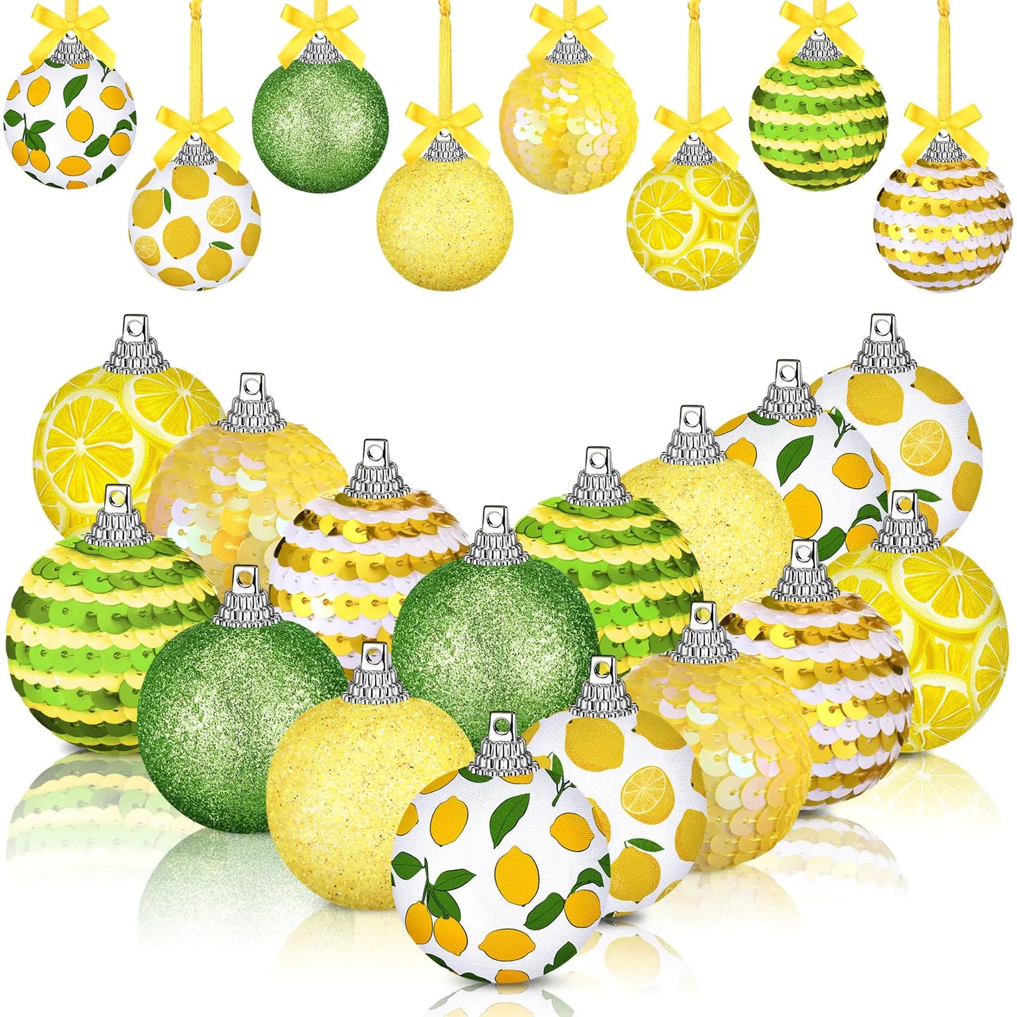 16 Pcs Summer Lemon Hanging Ornaments Christmas Fruit Hanging Ornaments Summer Tree Decorations Summer Lemon Ball Hanging Decorations for Summer Holiday Party