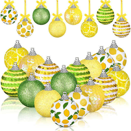 16 Pcs Summer Lemon Hanging Ornaments Christmas Fruit Hanging Ornaments Summer Tree Decorations Summer Lemon Ball Hanging Decorations for Summer Holiday Party