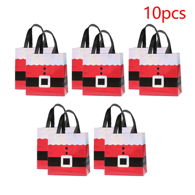 10/20pcs Christmas Gift Wrapping Bags, Perfect For Birthdays, Anniversaries, And Holiday Gift Exchanges, Christmas Gift Bags