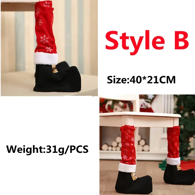 8/4PCS Creative Christmas Table Foot Socks Chair Leg Covers Floor Protectors Cloth Furniture Feet Sleeve Christmas Supplies DIY