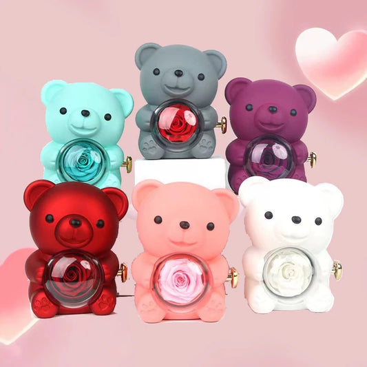 Colorful Rose Bear Rotating Gift Box Exquisite Cute Valentine's Day Christmas Birthday For Girlfriend Beautiful Fashionable New