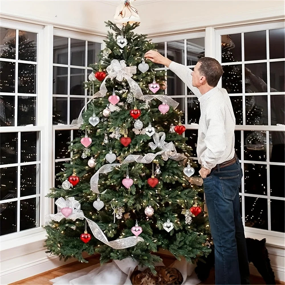 12pcs Pink Christmas Ball Ornaments Shatterproof Xmas Ball Decorations Set for Christmas Tree Home Office Decor Gift