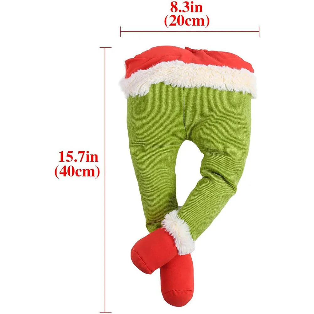 Christmas Santa/Elf Leg Plush Xmas Tree Decoration Props Santa Claus Green Artificial Leg Children's Toy Christmas Home Decor