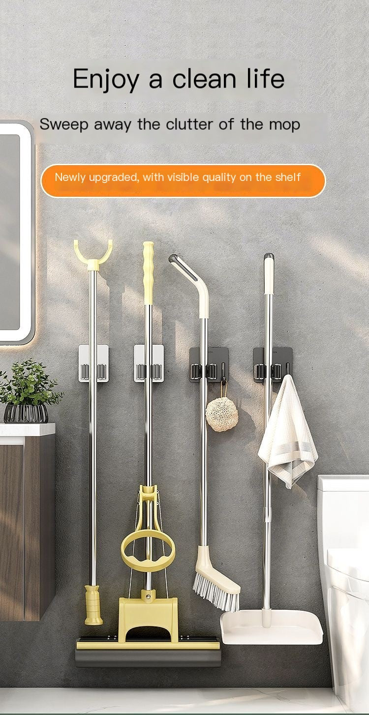 304 Stainless Steel Mop Holder with Strong Adhesive Hook