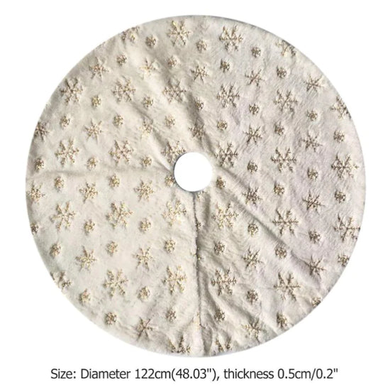 Faux Rabbit Fur Embroidered Snowflake Tree Skirt