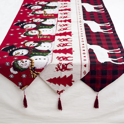 Embroidered Christmas Table Flag in Cotton Linen