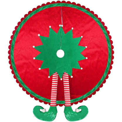 Cute Red Elf Leg Tree Skirt for Christmas Decor