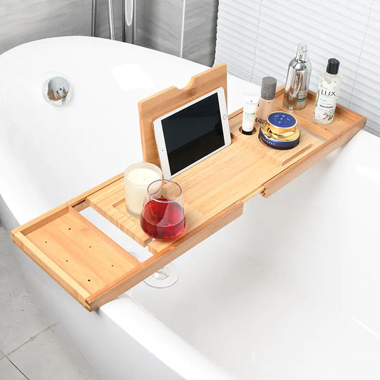 Expandable Non-Slip Bamboo Bathtub Storage Rack