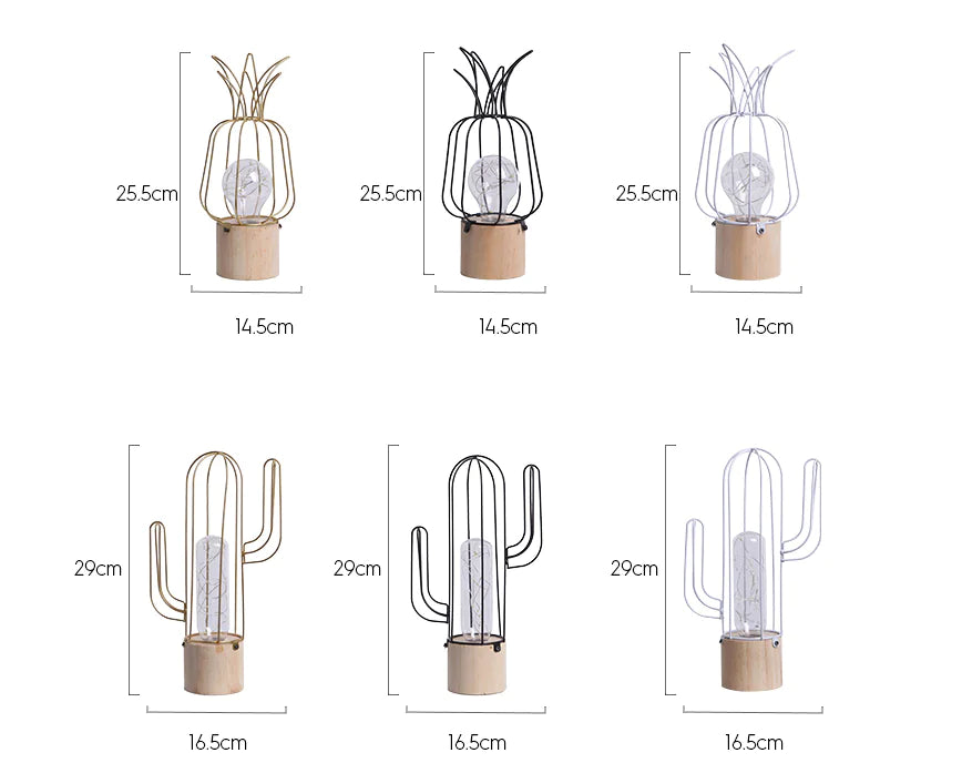 Pineapple and Cactus Decorative Night Lights