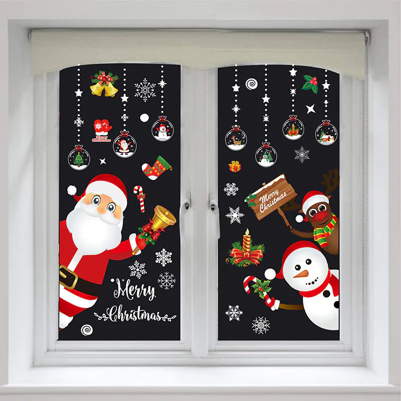 Christmas Static Window Stickers - Snowflakes & Santa Decor