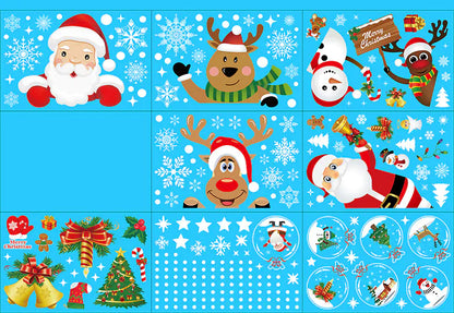 Christmas Static Window Stickers - Snowflakes & Santa Decor