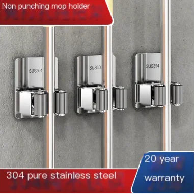 304 Stainless Steel Mop Holder with Strong Adhesive Hook