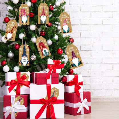 100Pcs Merry Christmas Tags Labels Gift Wrapping Paper Hanging Tags Santa Claus Paper Cards Xmas DIY Crafts Party Supplies