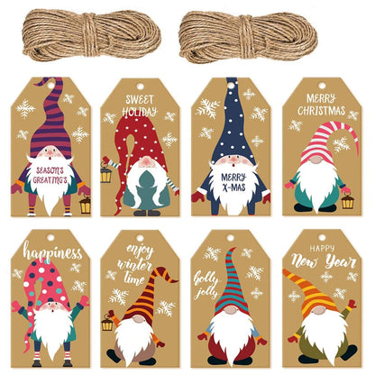 100Pcs Merry Christmas Tags Labels Gift Wrapping Paper Hanging Tags Santa Claus Paper Cards Xmas DIY Crafts Party Supplies