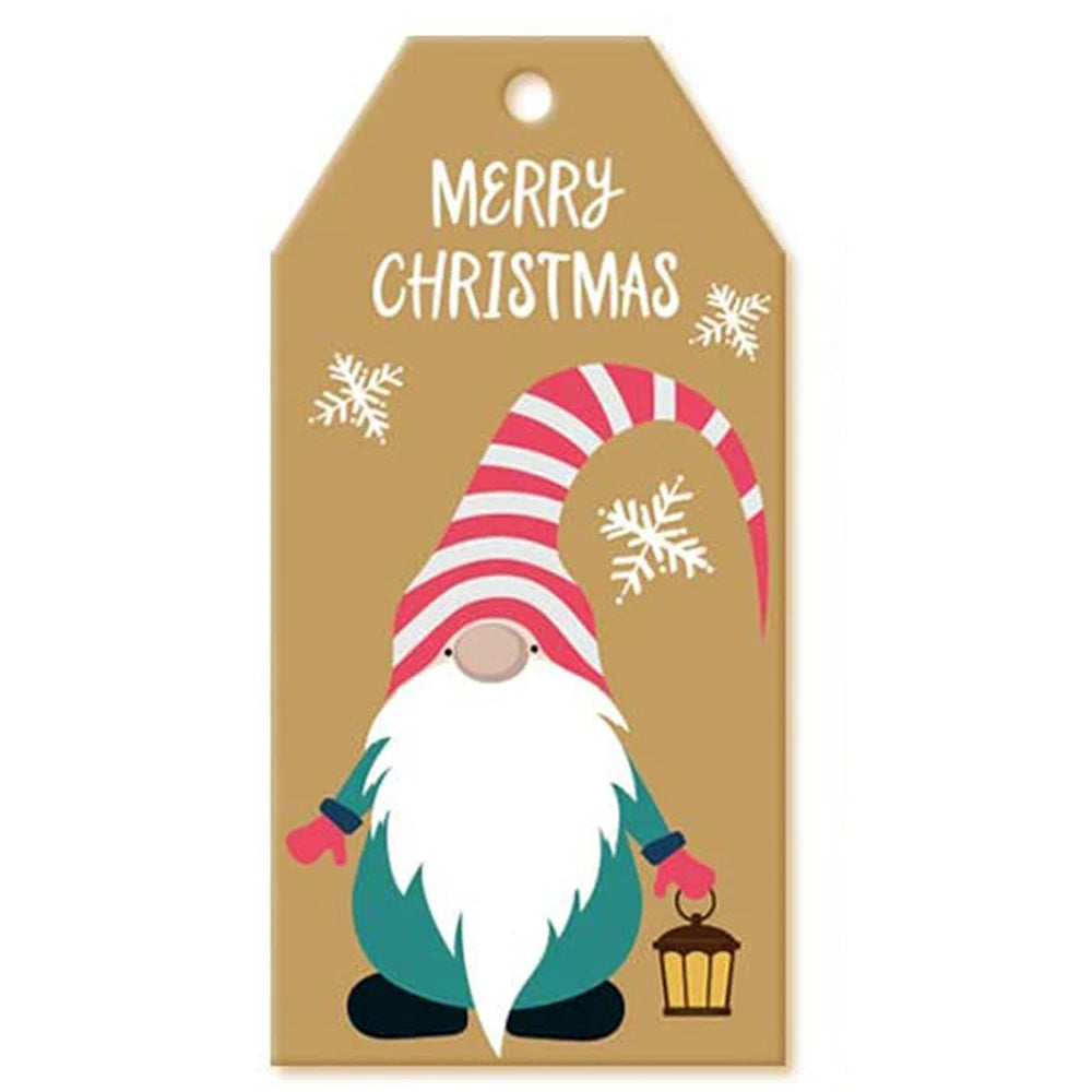 100Pcs Merry Christmas Tags Labels Gift Wrapping Paper Hanging Tags Santa Claus Paper Cards Xmas DIY Crafts Party Supplies