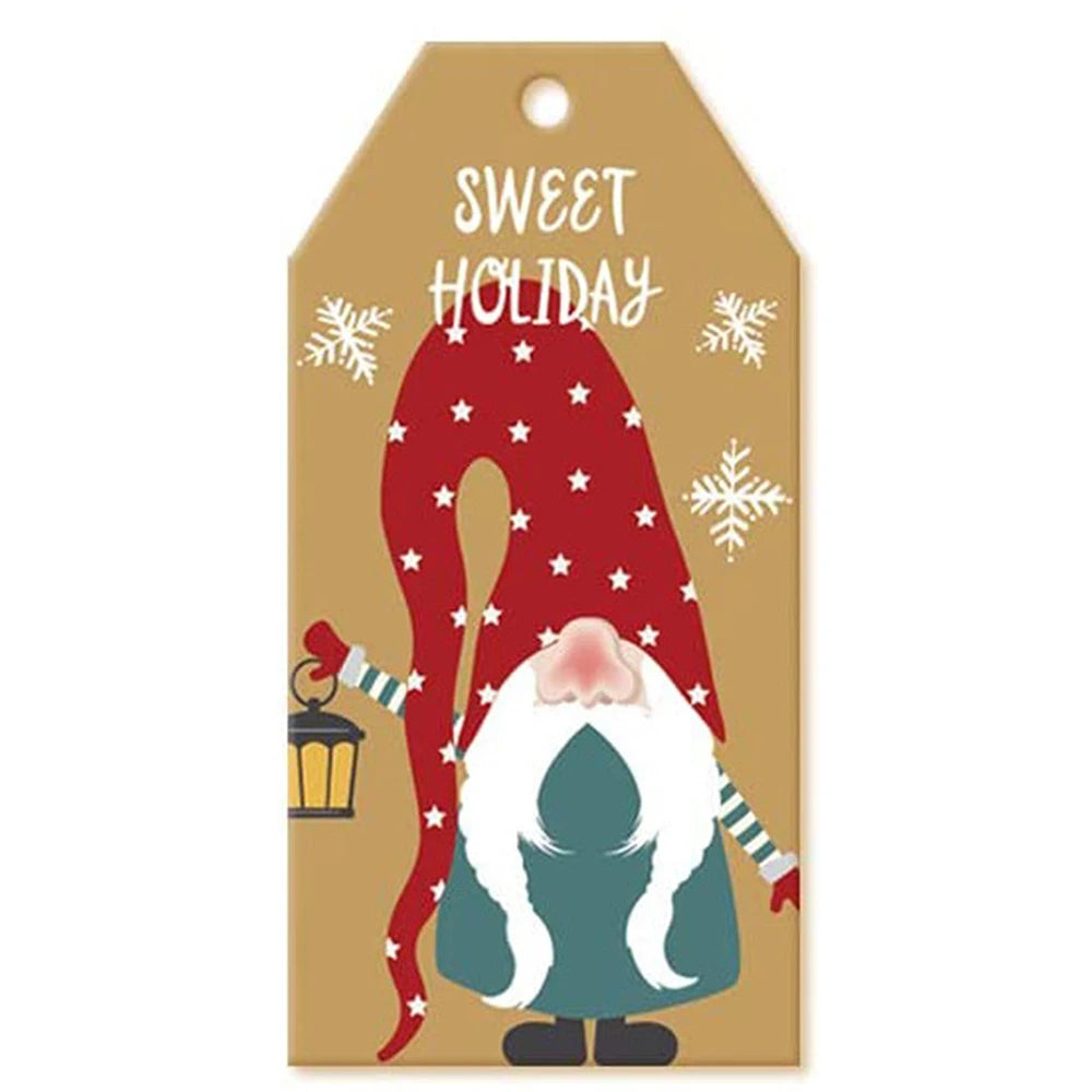 100Pcs Merry Christmas Tags Labels Gift Wrapping Paper Hanging Tags Santa Claus Paper Cards Xmas DIY Crafts Party Supplies