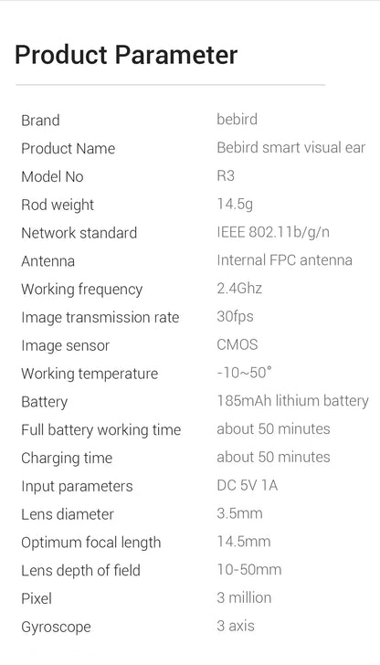 Bebird X3 R3 R1 Ear Cleaner Minifit Wax Removal Tool Digital 300W Precision Camera Waterproof Endoscope Otoscope Health Care
