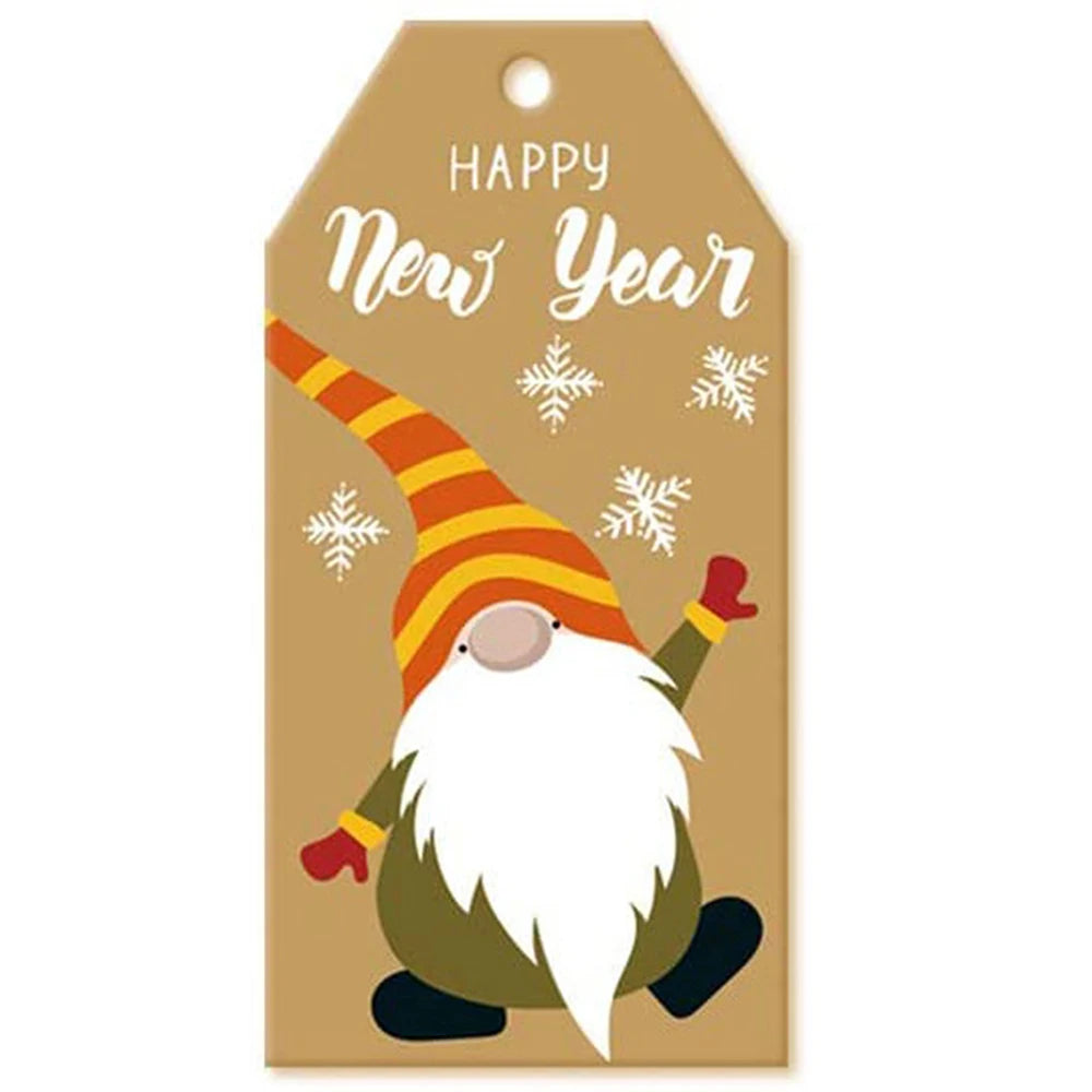 100Pcs Merry Christmas Tags Labels Gift Wrapping Paper Hanging Tags Santa Claus Paper Cards Xmas DIY Crafts Party Supplies