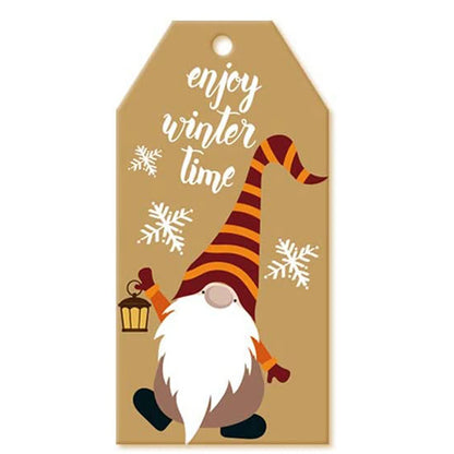 100Pcs Merry Christmas Tags Labels Gift Wrapping Paper Hanging Tags Santa Claus Paper Cards Xmas DIY Crafts Party Supplies