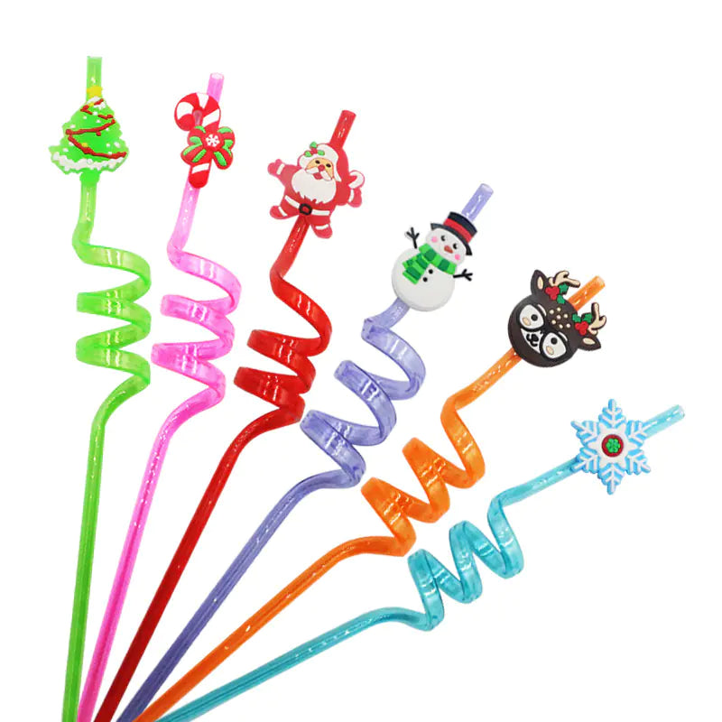 6-Piece Christmas Party Straw Set