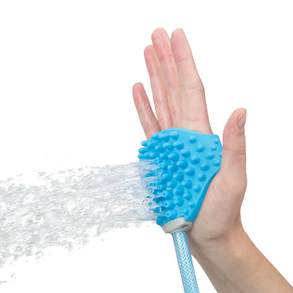 Aquapaw Pet Bathing Tool – Sprayer and Scrubber in One – Compatible with Indoor Shower or Outdoor Garden Hose – For Dog and Cat Grooming – Garden Hose and Shower Adapters Included