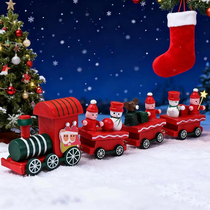 Christmas Wooden Train Merry Christmas Decorations For Home Cristmas Party Ornament Xmas Navidad Noel Gifts Happy New Year
