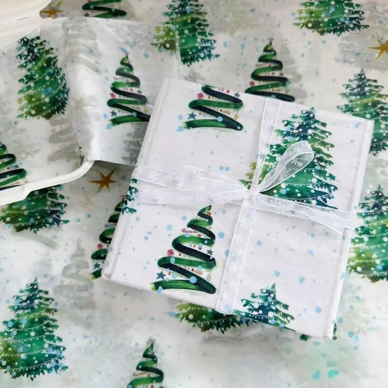 10pcs/set Christmas Tree Patterns Gift Wrapping Paper Suitable For Weddings Christmas Gifts