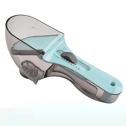 Dog Food Scoop with Measuring Scale, 1/2 Cup Adjustable Pet Food Measuring Cup for Dog Cat, Easy to Clean, Multi-use