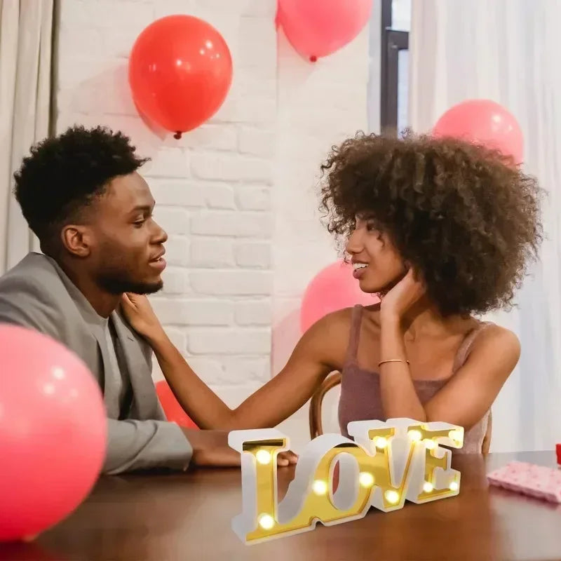 Valentines Day Love Symbol LED Glowing Sign Wedding Table Decoration Party Decor Romantic Anniversary Celebration Event Lighting