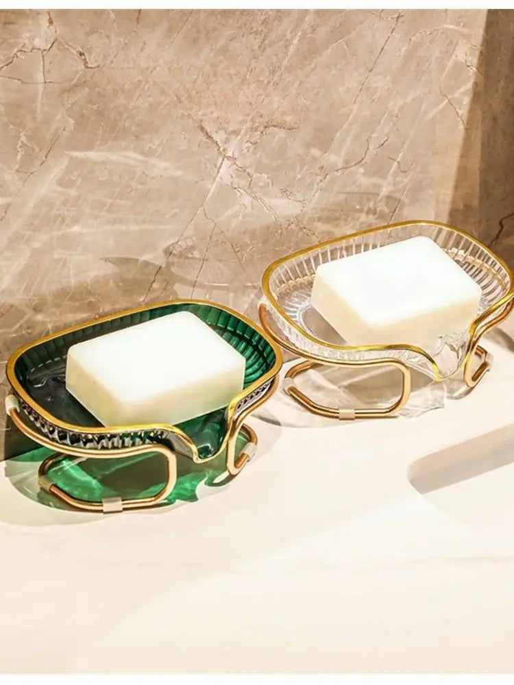 Bathroom Soap Dish Light Luxury Toilet Shower Soap Holder with Drain Water Soap Storage Case Tray Container Bathroom Gadgets