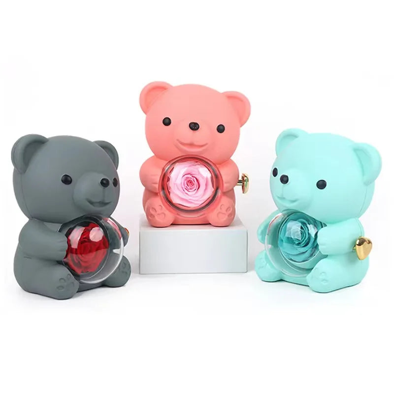 Colorful Rose Bear Rotating Gift Box Exquisite Cute Valentine's Day Christmas Birthday For Girlfriend Beautiful Fashionable New
