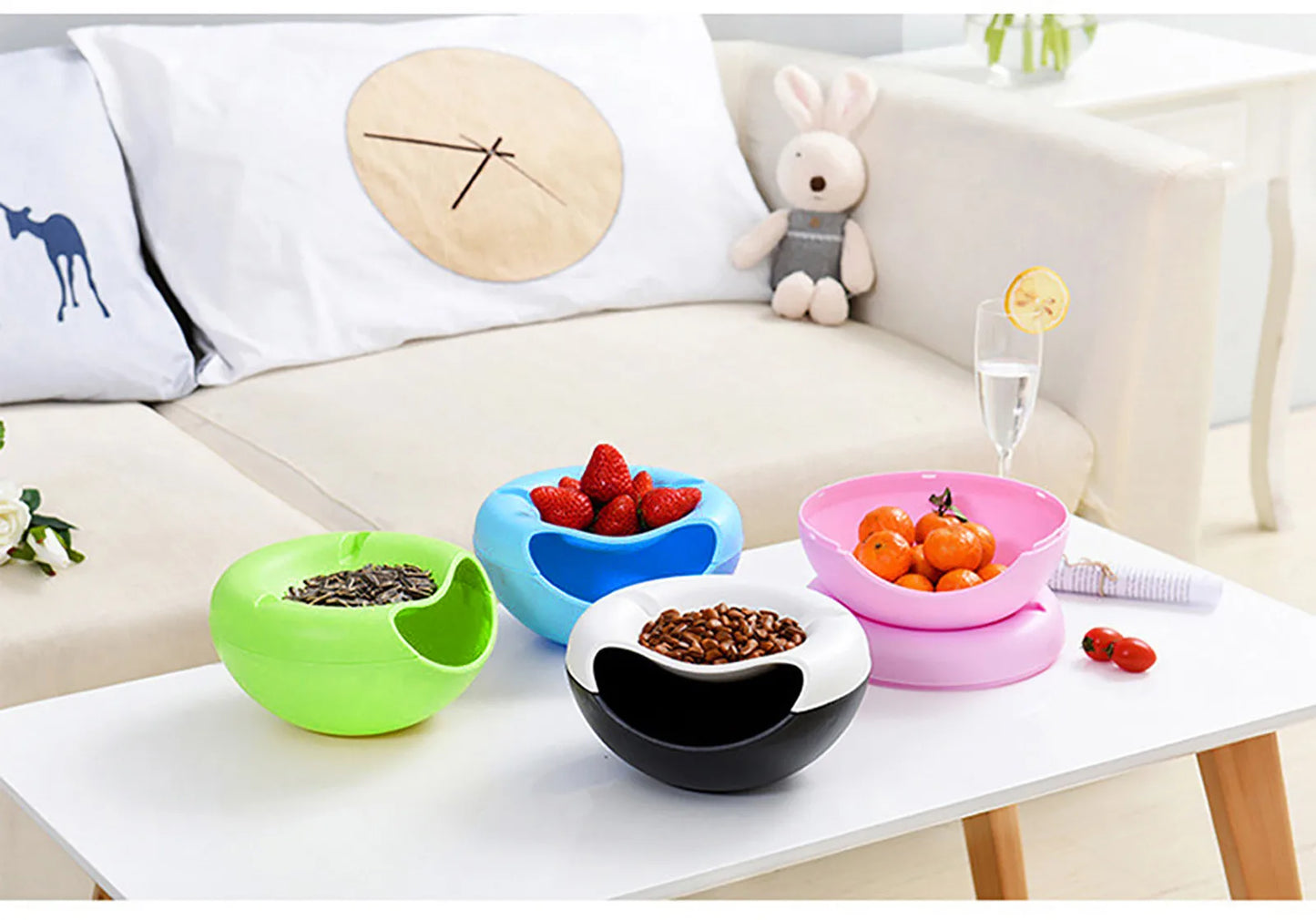 Snacks Bowl Creative Bowl Double Layer Dry Fruit Containers Snack Storage Box Sunflower Seed Nut Bowl With Shell Storage