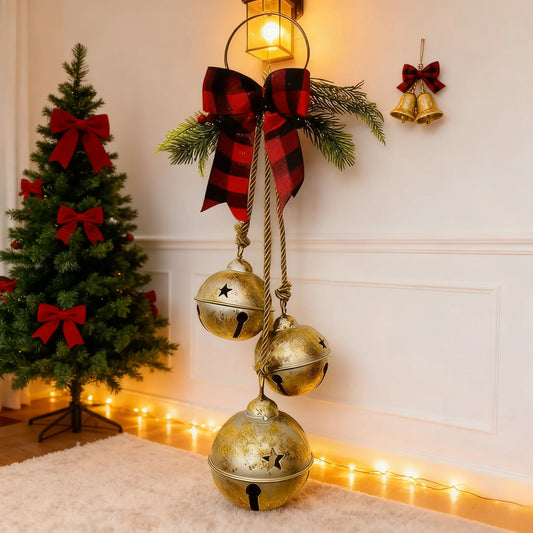 Christmas Decorations Three Bell Golden Bell Pendant Christmas Tree Door Decoration Holiday Home Decoration Gift