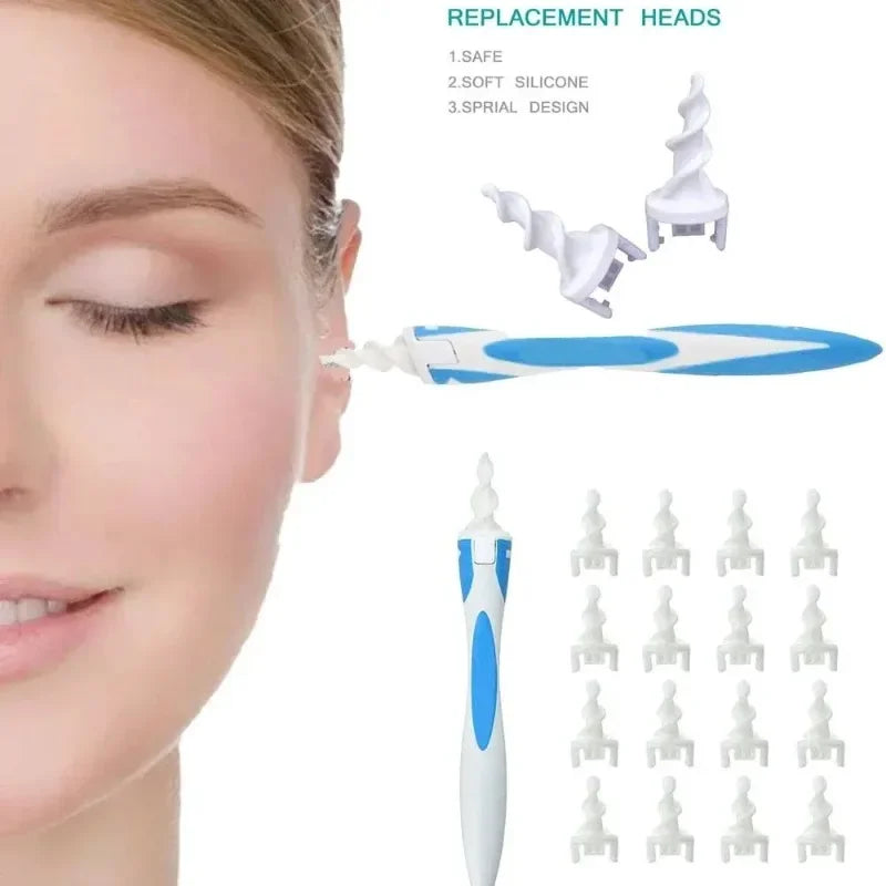 1Set Ear Wax Remover Tool Ear Cleaner with Soft Silicone 16 Replacement Tips Simply To Grab Extract Earwax  Health Care Tools