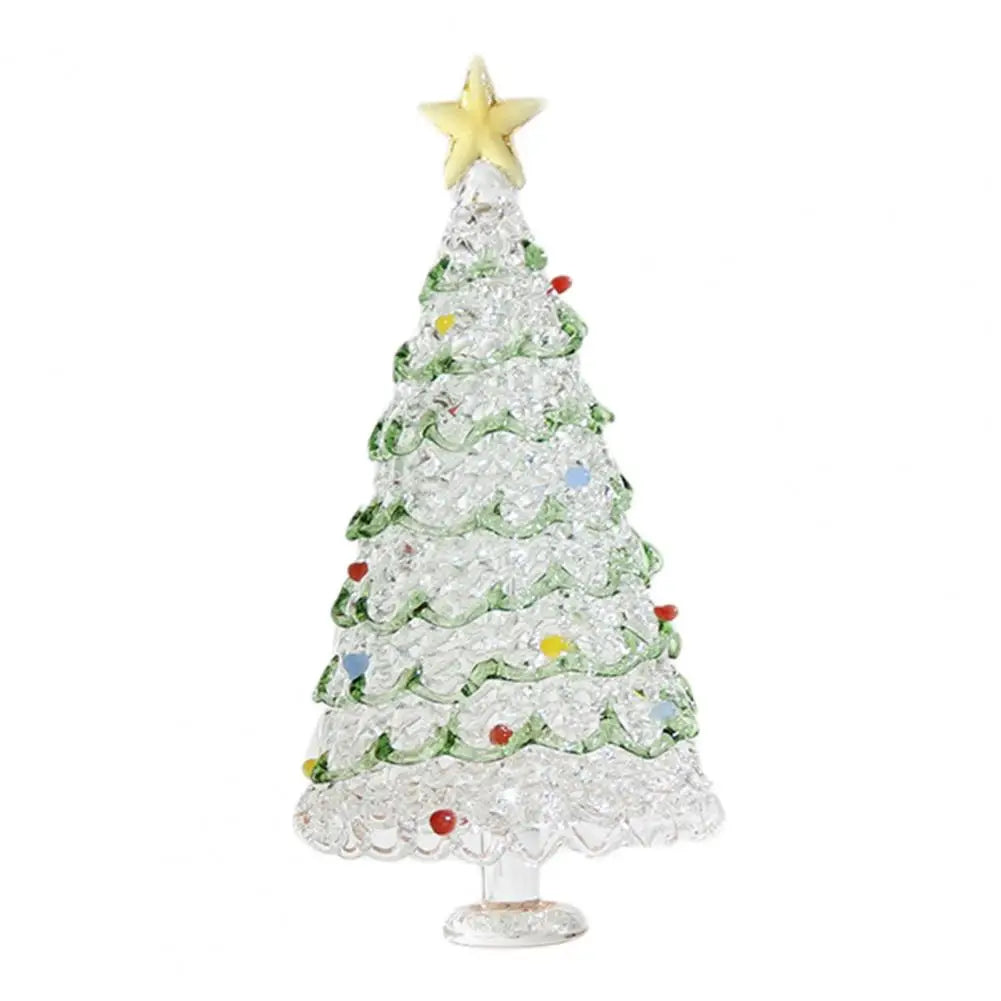 Glass Christmas Tree Ornaments Glass Star Decorations Festive Glass Christmas Tree Figurines for Winter Home Decor Handmade