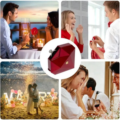 Luxury Heart Shaped Diamond Ring Box Automatic Pop-up Portable Jewelry Box Jewelry Storage Box Proposal Wedding Case For Girl