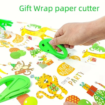 Wrapping Paper Cutter,Christmas&Birthday Gift Wrap Cutter Tool,Gift Wrap Cutter,Creative Kraft Craft Paper Roll Sliding Line Cutting Trimmer for Christmas Gifts,Safer and Easier Cutting