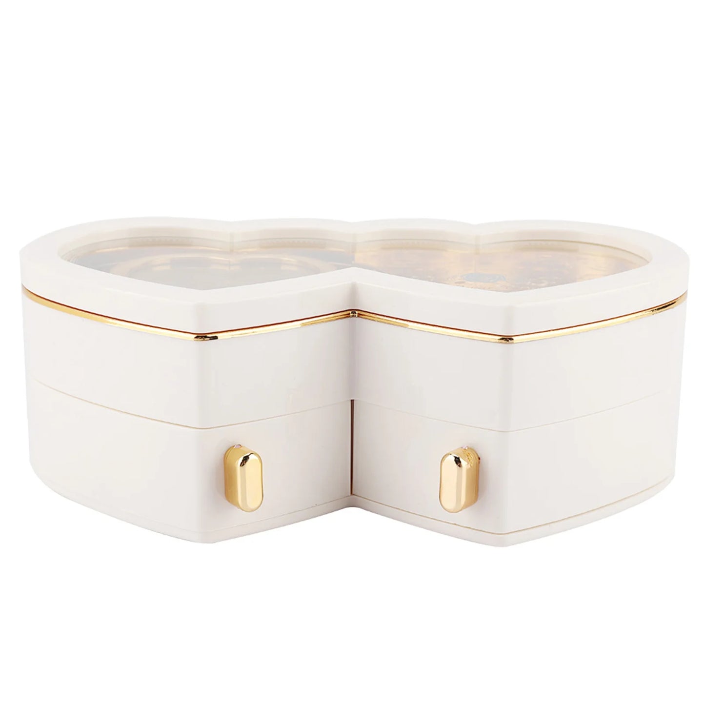 Ballet Dancer Music Box Double Heart Shaped Jewelry Storage Case Ballerina Musical Box Gift For Girls