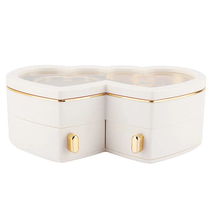 Ballet Dancer Music Box Double Heart Shaped Jewelry Storage Case Ballerina Musical Box Gift For Girls