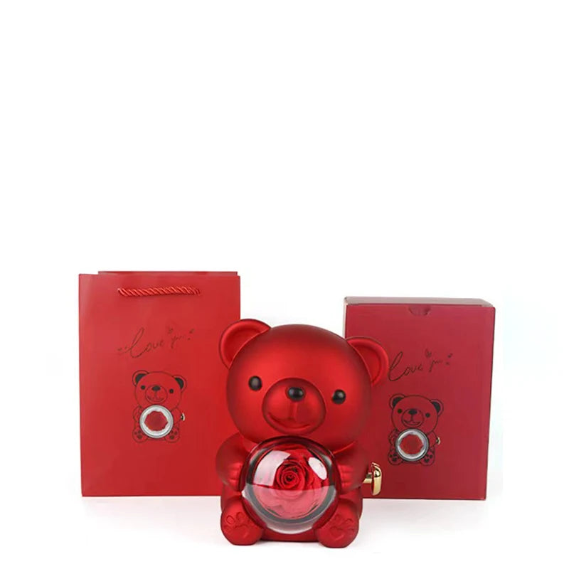 Colorful Rose Bear Rotating Gift Box Exquisite Cute Valentine's Day Christmas Birthday For Girlfriend Beautiful Fashionable New