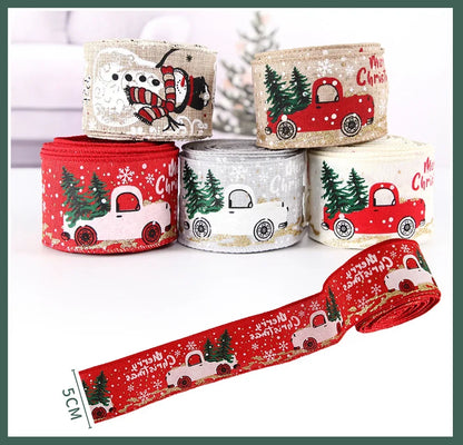 Christmas Ribbon Classic Wrapping Christmas Tree Ribbon Wreath Bows DIY Fabric Swirl Ribbon Burlap Xmas Gift Decoration