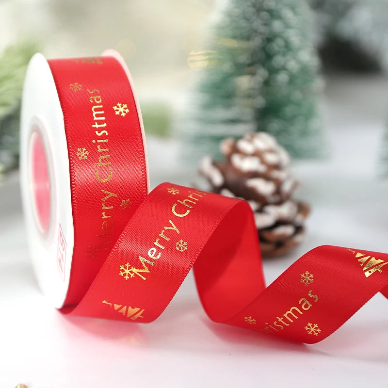 5m Christmas Decoration Christmas Tree Ribbon Pendant for Home Room Decor Gifts Packaging DIY New Year Decor Candy Box Ribbon