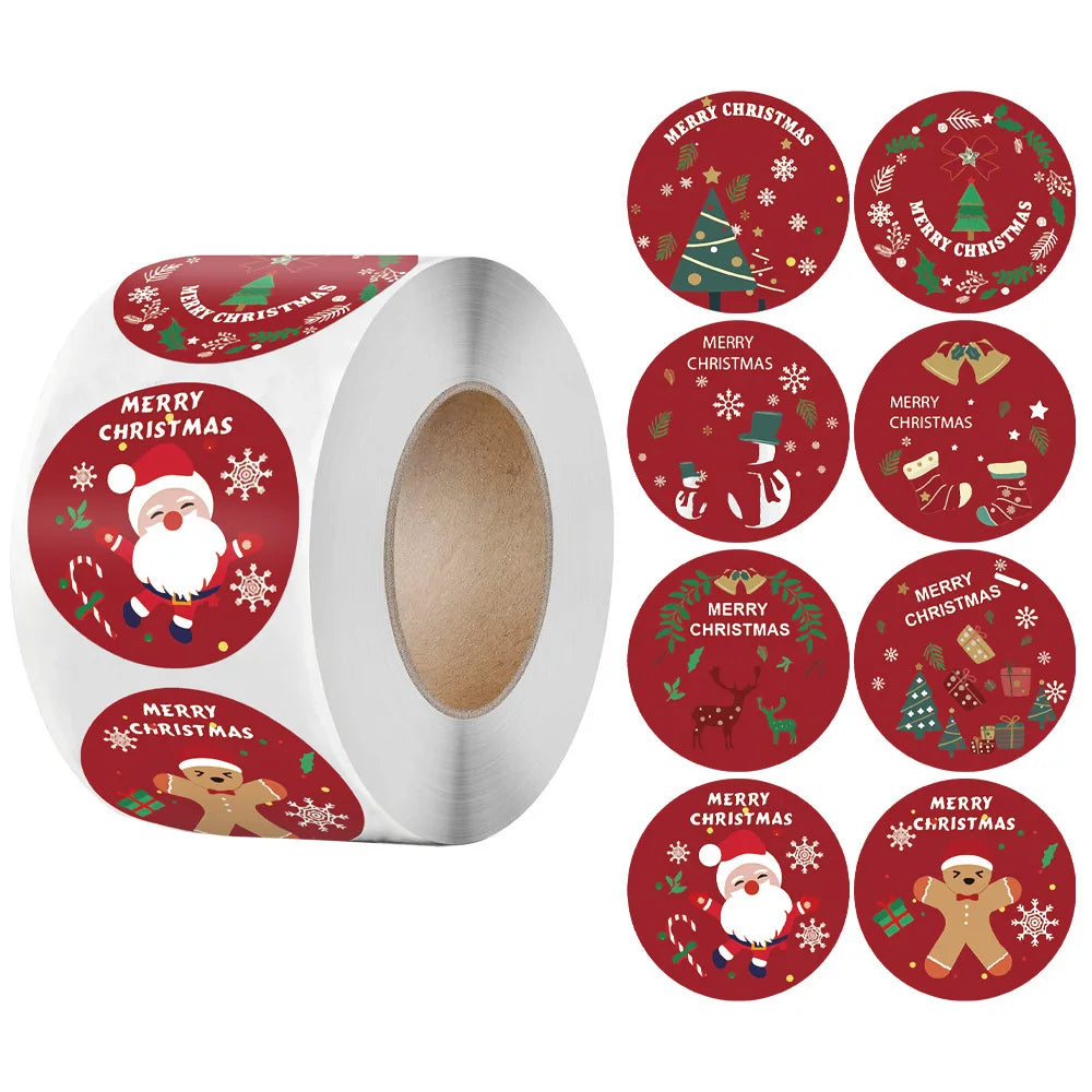 1/2 Rolls Festive Christmas Stickers - Perfect For DIY Gift Wrapping Baking And Decorating - Assorted Designs - Adhesive Paper